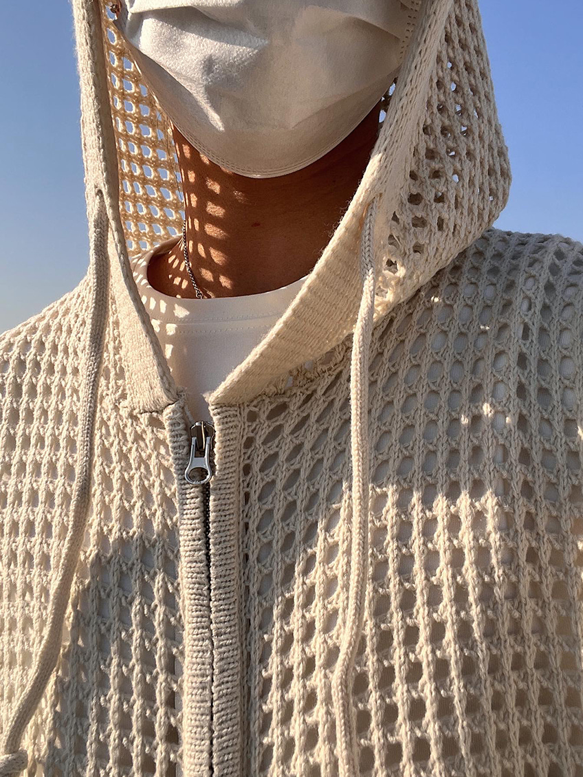 walks mesh knit hood zip up (4color) - COLN